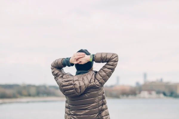 Person at lake stressed out
